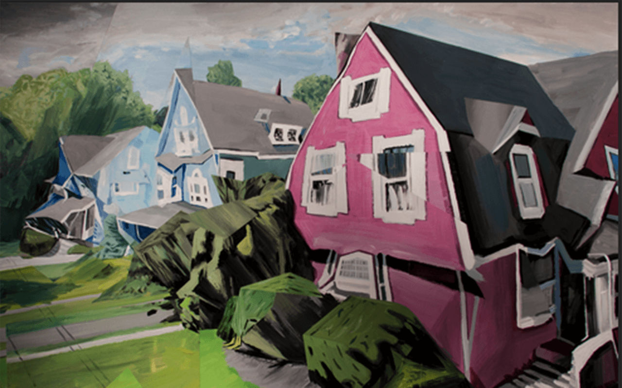 Surrealist photo of suburban houses