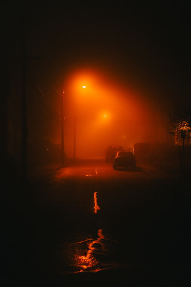Suburban street at night